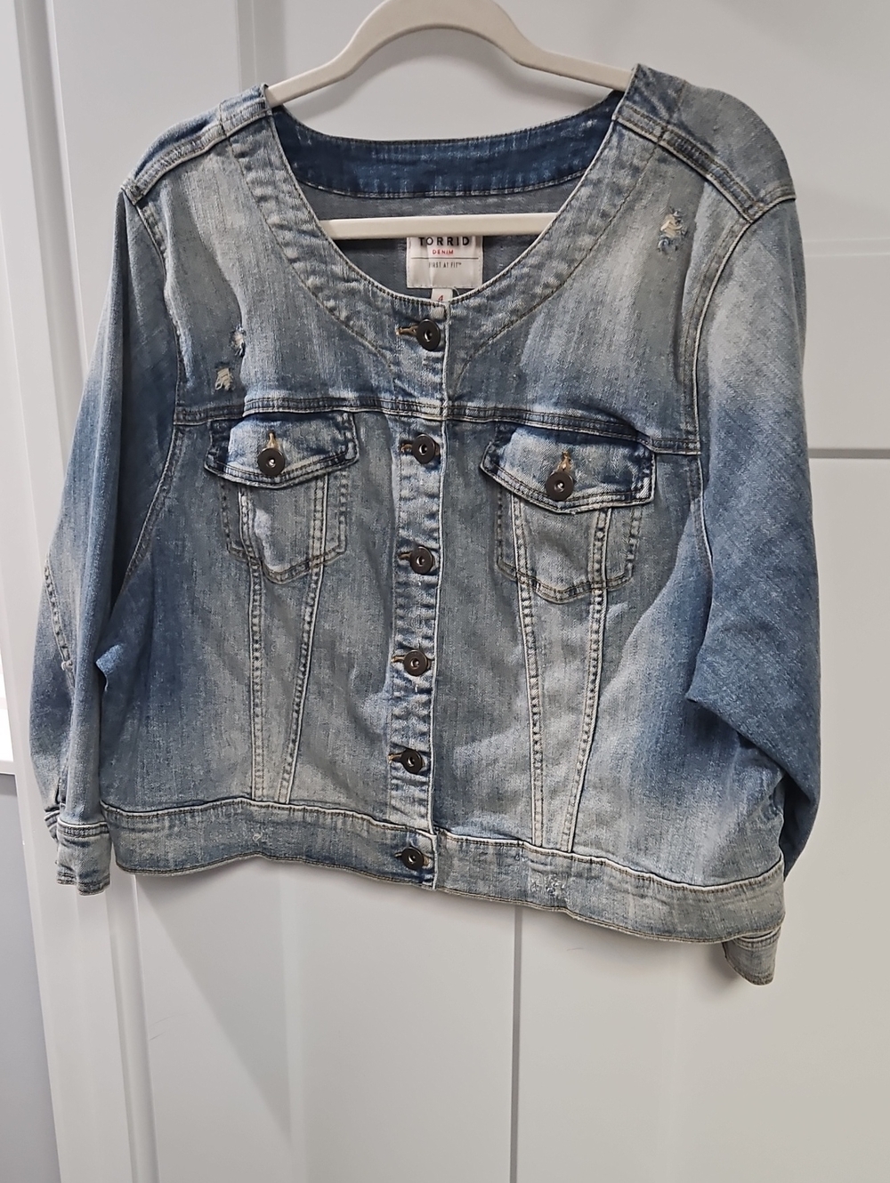torrid Washed Light Blue Distressed Jean Jacket